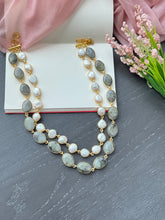 Load image into Gallery viewer, Baroque Pearl &amp; Raw stone Necklace
