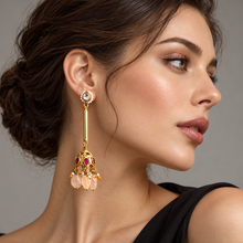 Load image into Gallery viewer, Line Jhumka - Peach drops
