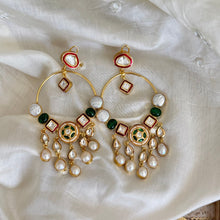 Load image into Gallery viewer, MOP Kundan Chandbali - Red Green
