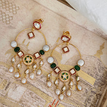Load image into Gallery viewer, MOP Kundan Chandbali - Red Green
