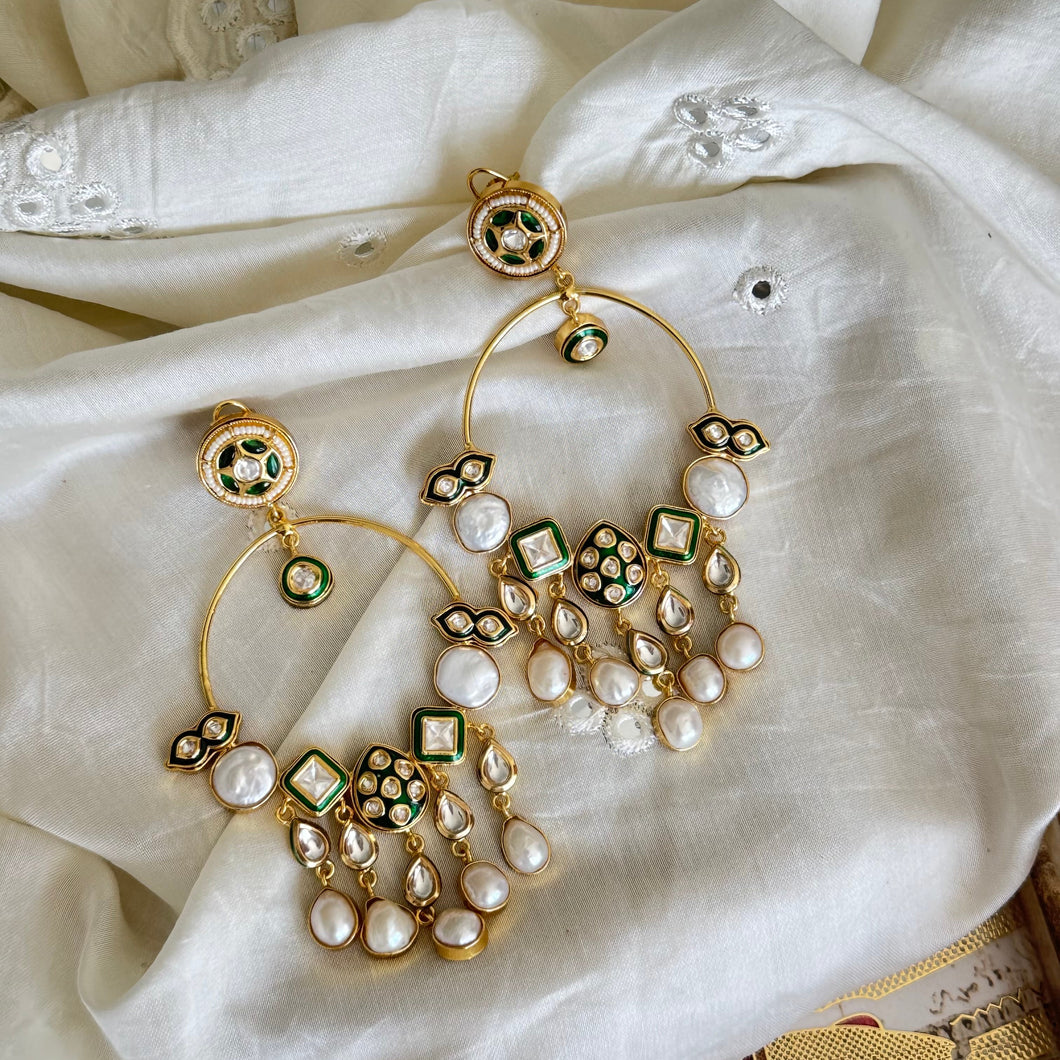 MOP Kundan Chandbali - Green
