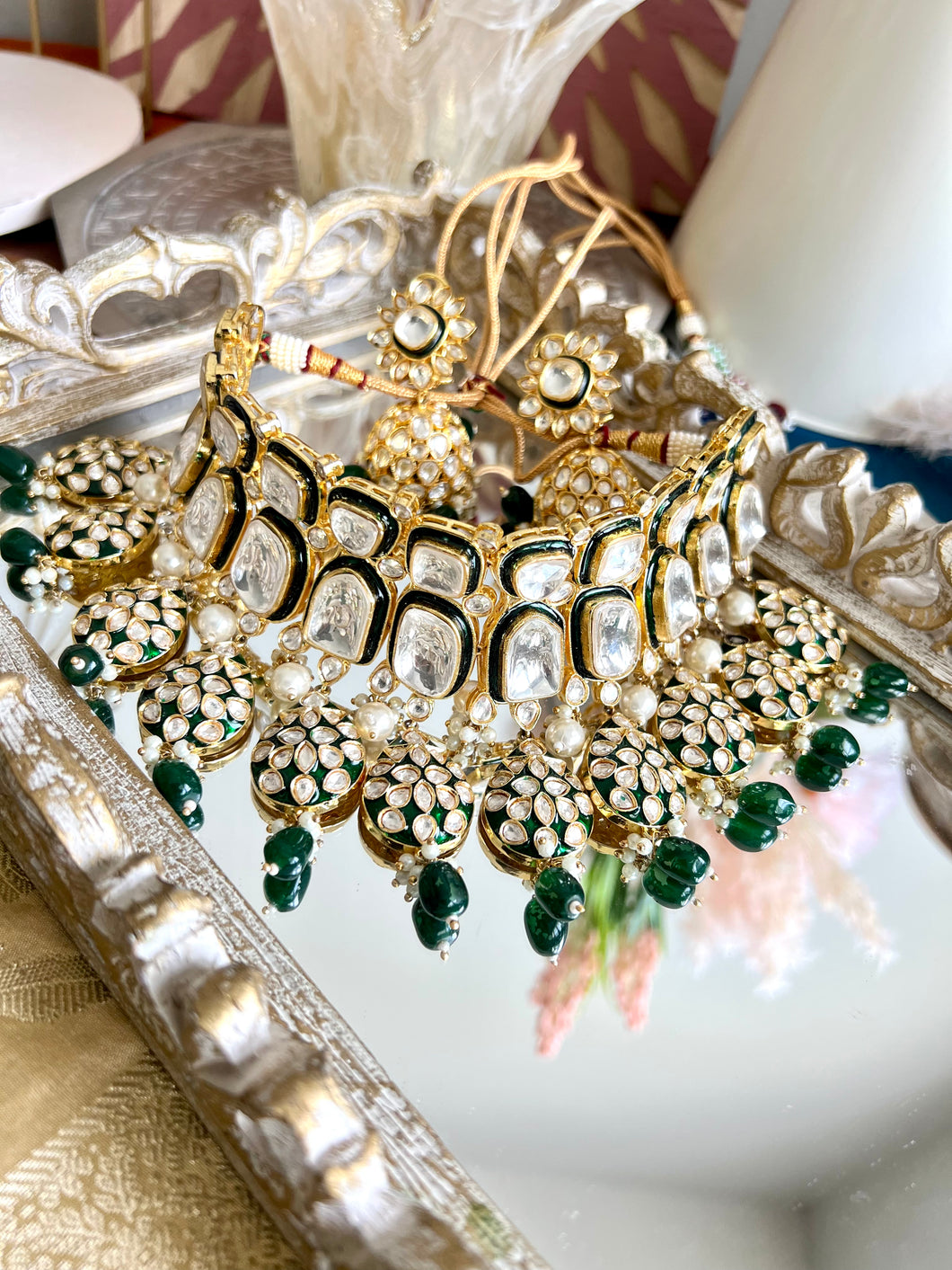 Green Onyx Uncut Kundan Polki