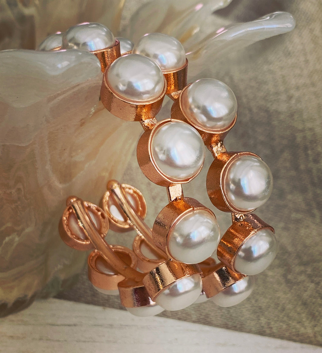 Moon Pearl Hoop Earrings