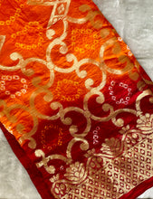 Load image into Gallery viewer, Maroon Orange Bandhini Banarasi
