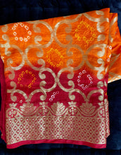 Load image into Gallery viewer, Maroon Orange Bandhini Banarasi
